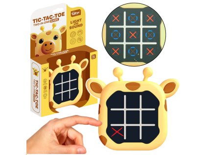 Elektronická hra Žirafa 3v1 Piškvorky a Paměť - Žlutá