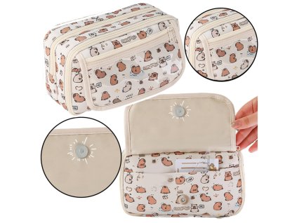 Školní Pouzdro s Kapibary, Bílé 21 cm