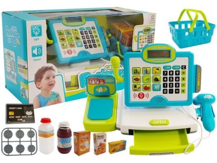 Dětská pokladna Modrá s košíkem
