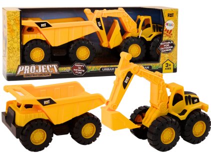 Sada Stavebních Strojů Bagr Sklápěčka Pohyblivý Žlutý