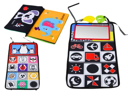 Oboustranná skládací podložka se zrcátkem, kousátky a šustící knížkou