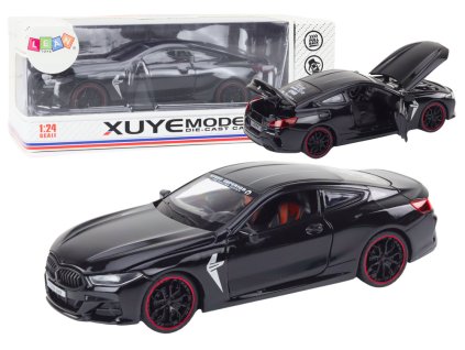 Kovové Sportovní Auto s Třecím Pohonem, Otevíracími Prvky, 1:24, Černé