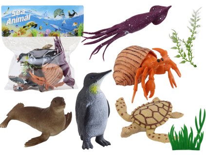 Sada Mořských Zvířátek s Rostlinami 8 ks