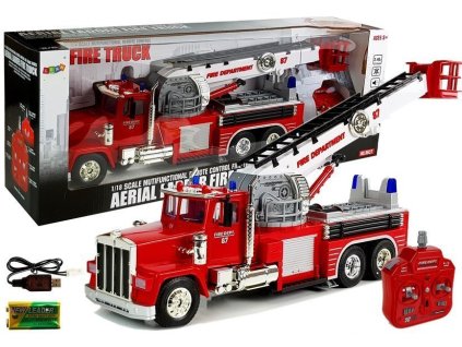 Hasičský Vůz 60cm Výsuvný Otočný Žebřík R/C Zvuk Siréna Světla