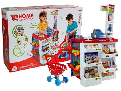 Herní tržiště s vozíkem Pokladna Skener Potraviny Nákupy