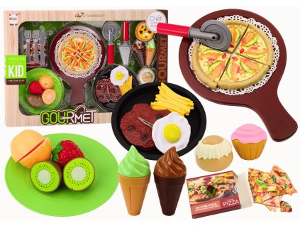 Sada Fast Food Ovoce Steak Zmrzlina Příslušenství Pizza Hranolky 26 ks