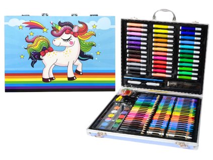 Umělecká Sada v Kufříku s Modrým Jednorožcem 150 Ks