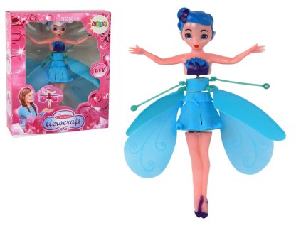 Magická Létající Panenka Víla Modrá Ovládaná Rukou
