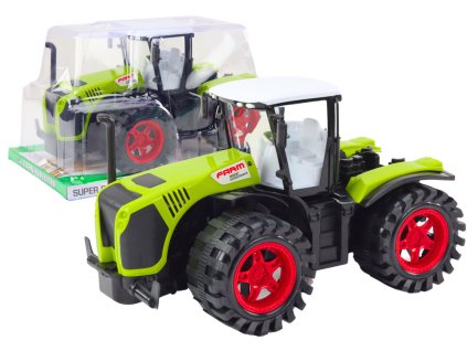 Velký Zemědělský Traktor s Třecím Pohonem v Zelené Barvě