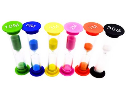 Sada pískových hodin - 30s, 1/2/3/5/10 minut - Barevné (6 ks)