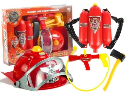 Dětská Hasičská Sada Helma Sekera Příslušenství Červená