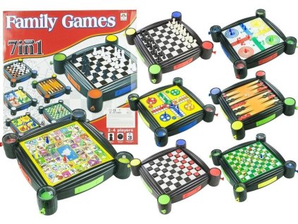 Herní sada 7v1 Dáma Člověče Žebříky a Hadi