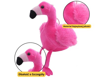 Růžový Plameňák Plyšový Přívěsek 12cm