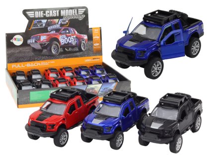 Aluminiové Terénní Auto s Pružinovým Pohonem - Červené Modré Černé