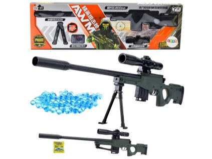 Replika odstřelovací pušky AWM s vodními gelovými kuličkami a stojánkem 80cm