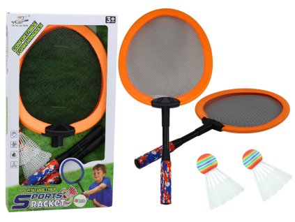 Sada 2 Badmintonových Rakety S Košíčky Oranžová