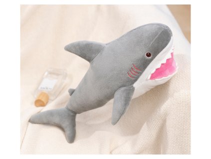 Plusový Žralok Plyšová Hračka Mazlík 50cm Šedá