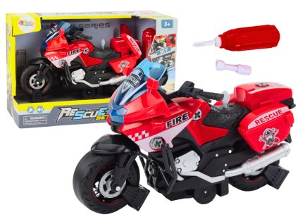 Montážní Záchranná Motorka DIY Světla Zvuky Červená
