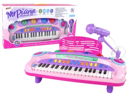 Interaktivní Velké Růžové Pianino Keyboard Mikrofon MP3