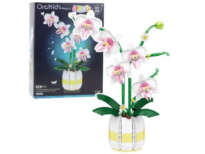 Stavebnice Orchidea v Květináči Růžovo-Bílá 616 ks