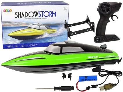 Zelený R/C Člun 2,4G s Podstavcem