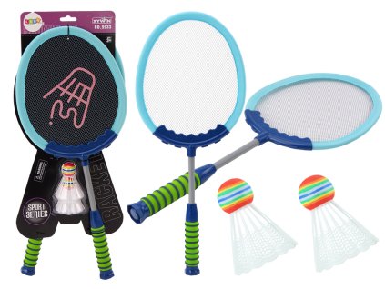 Sada 2 raket na badminton s košíčky modrá