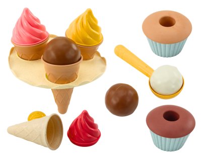 Sada na písek Zmrzliny Kornoutky Muffiny Lžíce 16 ks