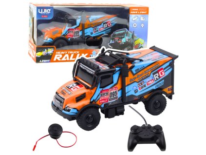 Dálkově řízený RC kamion - Oranžovo-modrý, interaktivní model pro zábavu dětí od 3 let