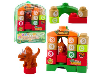 Edukativní stavebnice Dino: Písmena a čísla v batohu - 26 dílů
