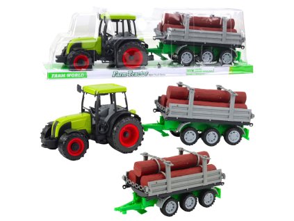 Zelený dětský traktor s dřevěným přívěsem - realistická hračka pro farmáře od 3 let