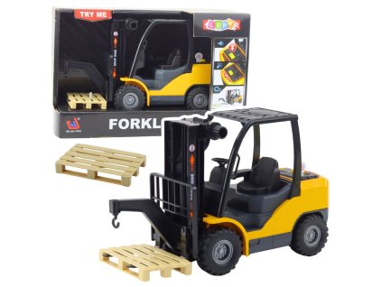 Dětský Vysokozdvižný Vozík s Efekty Zvuků a Světel - Žlutý Model s Paletou