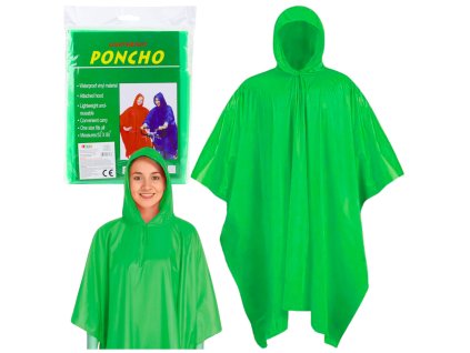 Zelený Opakovaně Použitelný Pláštěnkový Přehoz s Kapucí 132x203 cm