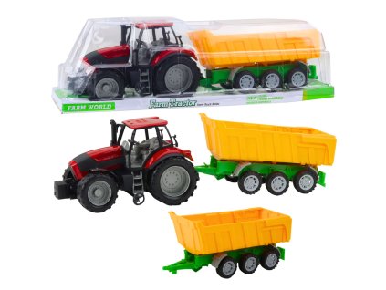 Zemědělský Traktor s Přívěsem, Červený a Žlutý, 46 cm - Realistická Hračka pro Děti