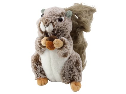 Hnědá plyšová veverka s oříškem 18 cm - měkký společník pro všechny věkové kategorie