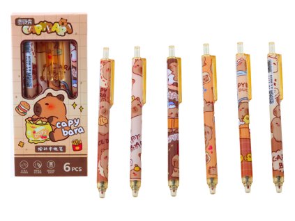 Elegantní Psací Sada Kapibara - 6 Modrých Kuličkových Pera