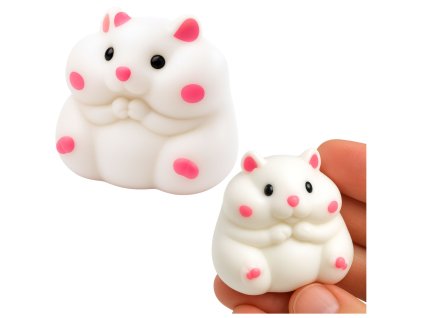 Gniotek proti stresu - Bílý senzorický chomik 5 cm
