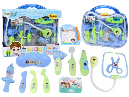 Dětský Lékařský Set v Kufříku s Efekty - Modrý