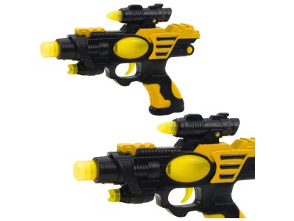 Kosmická Pistole Sci-Fi Blaster - Černo-Žluté Světelné a Zvukové Efekty