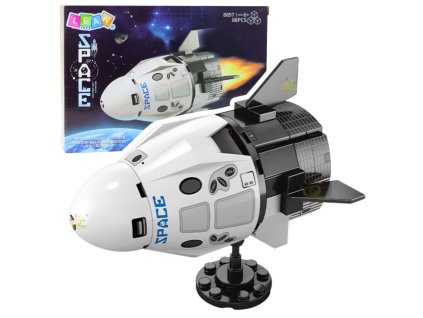 Konstrukční Stavebnice: Bílý Vesmírný Raketoplán s Podstavcem (88 dílků)