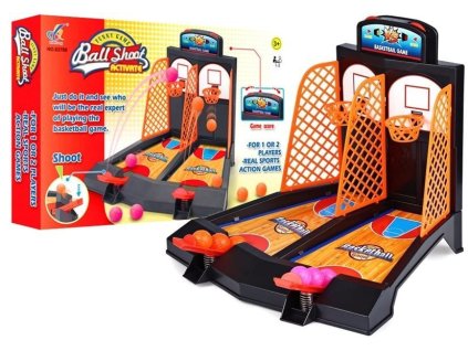Mini Basketbalová Zručnostní Hra - Černý Set s Katapultem a Bodovacím Knoflíkem