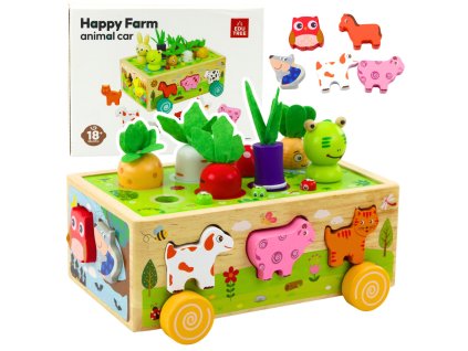 Edukativní Dřevěná Hračka Veselá Farma Montessori Sorter s Magnety