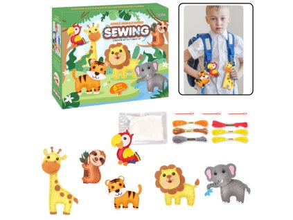 Kreativní Sada Šití Džungle: 6 Filcových Zvířátek pro Děti Od 6 Let
