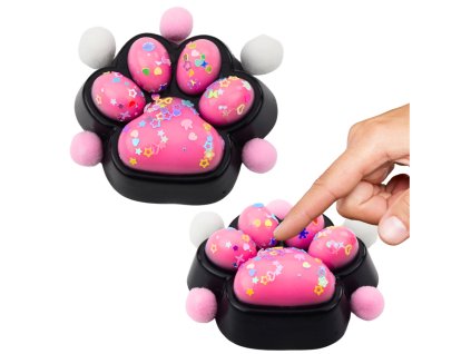 Antistresová Hračka Kočičí Tlapka Černo-Růžová Sensory Squishy
