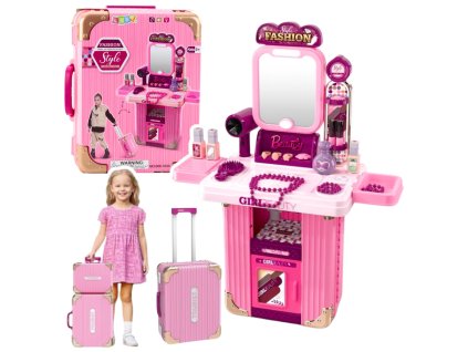 Dětská kosmetická sada 2v1 v kufříku s růžovou toaletkou a světelnými efekty