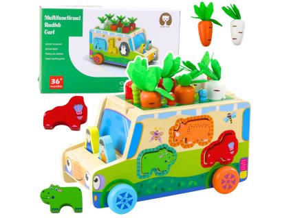 Dřevěné Edukativní Auto s Labyrintem a Sortérem Tvarů