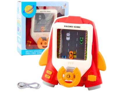 Dětský závodní simulátor Raketa s interaktivními zvuky - červený