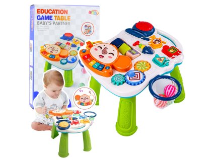 Interaktivní Edukační Stoleček 6v1 – Světla, Zvuky, Odnímatelný Panel pro Děti od 12 měsíců