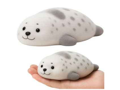 Silikonová relaxační foka s jemnou srstí 12 cm - antistresová pomůcka