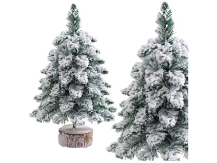 Dekorativní Sněhový Umělý Vánoční Stromek na Přírodním Kmeni 60cm