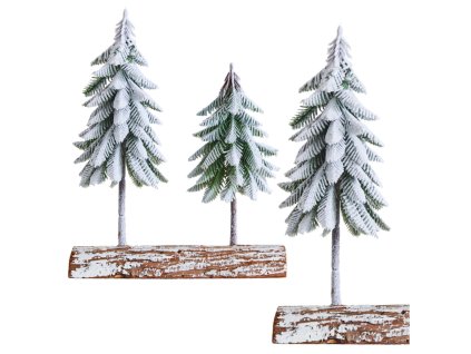 Vánoční Dekorace: Zasněžené Stromky na Přírodní Základně 34x28 cm